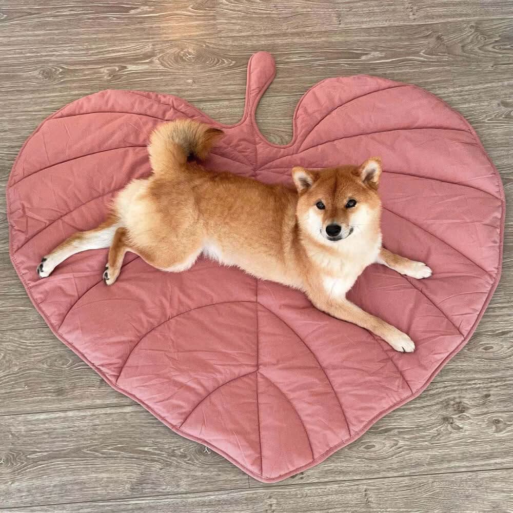 Dog Mat | Leaf-Shaped Cotton-Polyester & Machine-Washable | For Medium & Large Dogs