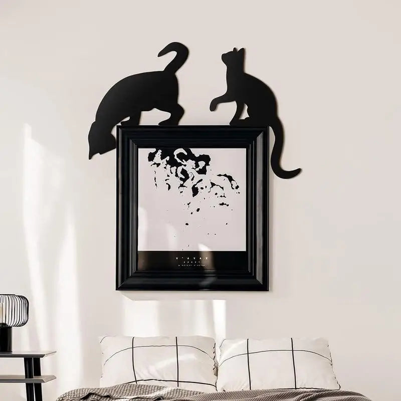 Door Corner Sign | Handcrafted Wood & Cat Silhouettes | Set of 3