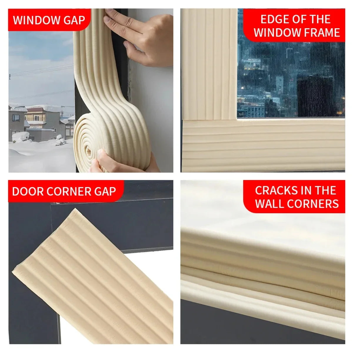 Door & Window Sealing Tape | Self-Adhesive Nylon & Foam | 2 m Roll