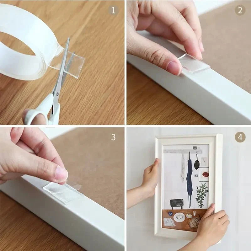 Double-Sided Tape | Strong Clear Adhesive & Residue-Free | Multiple Sizes