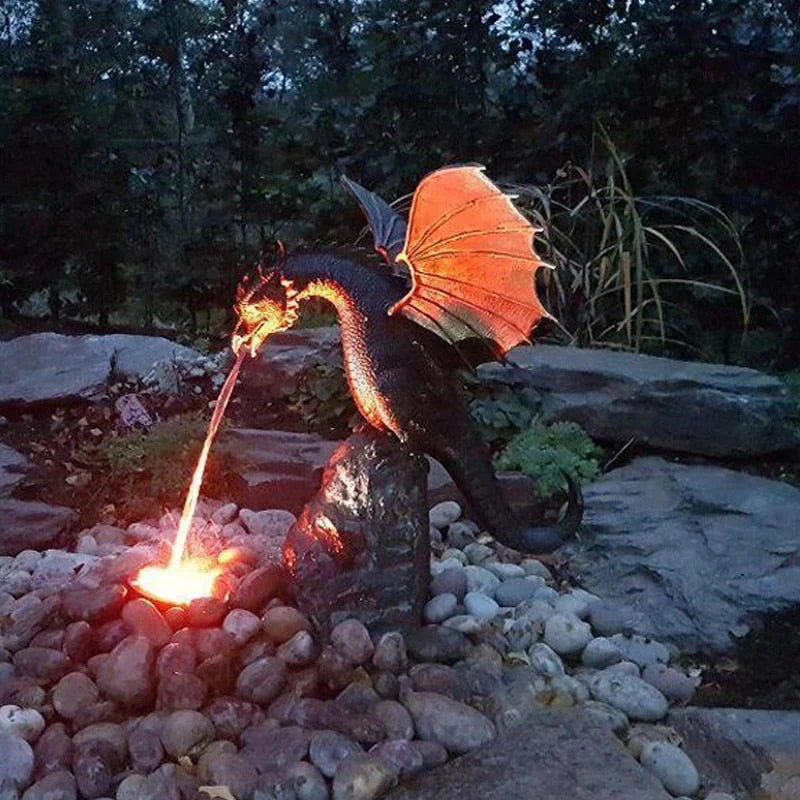 Dragon Fountain | Fire-Breathing Resin Water Feature | 30 x 30 x 25 cm