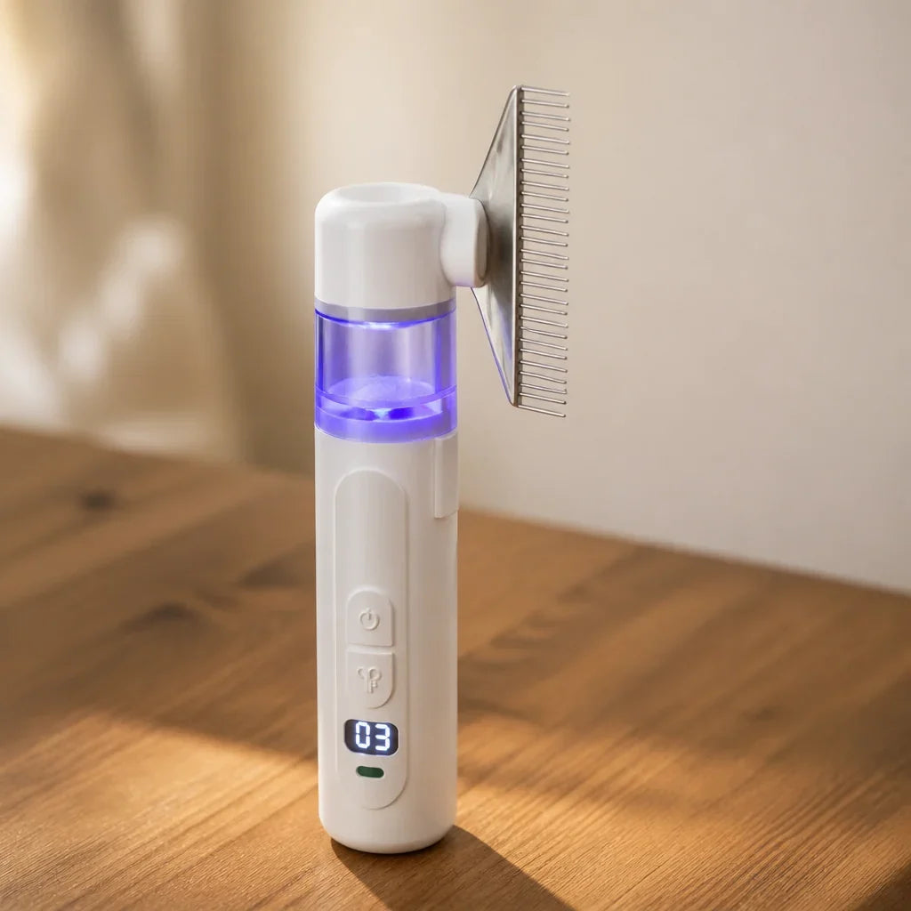 Electric Fur Comb | Suction & Detangling | 60-Minute Battery