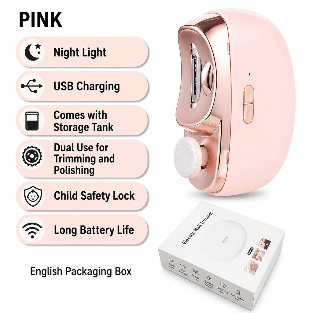 Electric Nail Clipper | 3-in-1 Trim, File & Polish | USB-Rechargeable