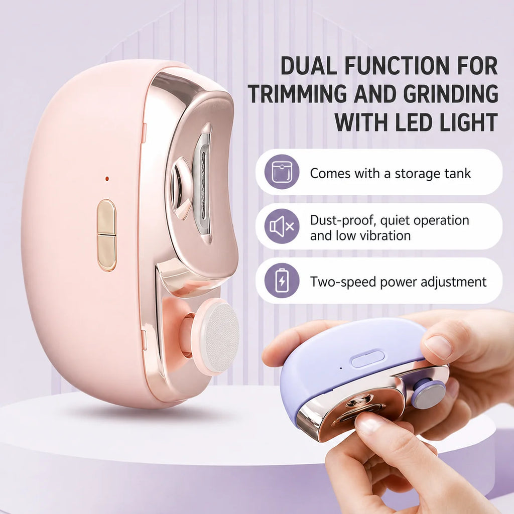 Electric Nail Clipper | 3-in-1 Trim, File & Polish | USB-Rechargeable