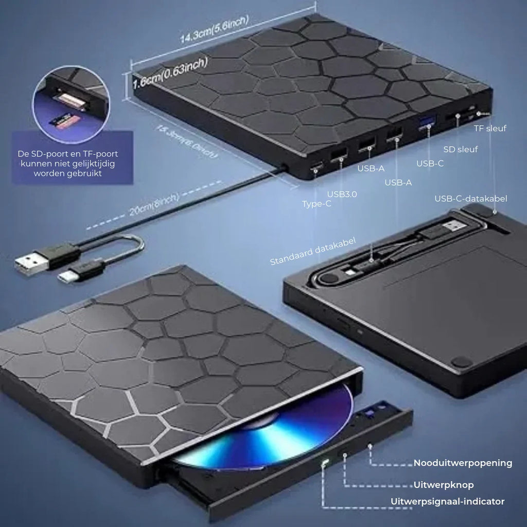 External CD/DVD Drive | USB-C & USB 3.0 Plug & Play