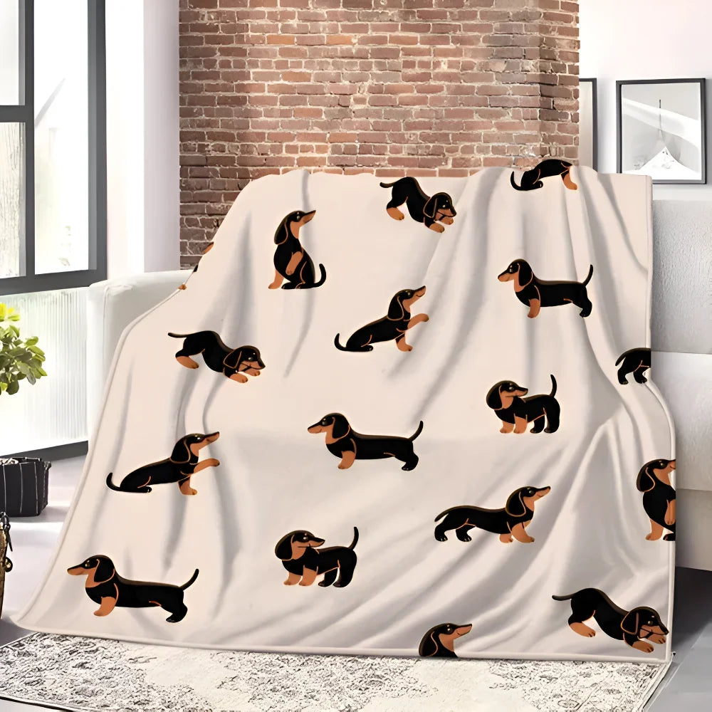 Fleece Blanket | Soft Polyester & Dachshund Design | Three Sizes