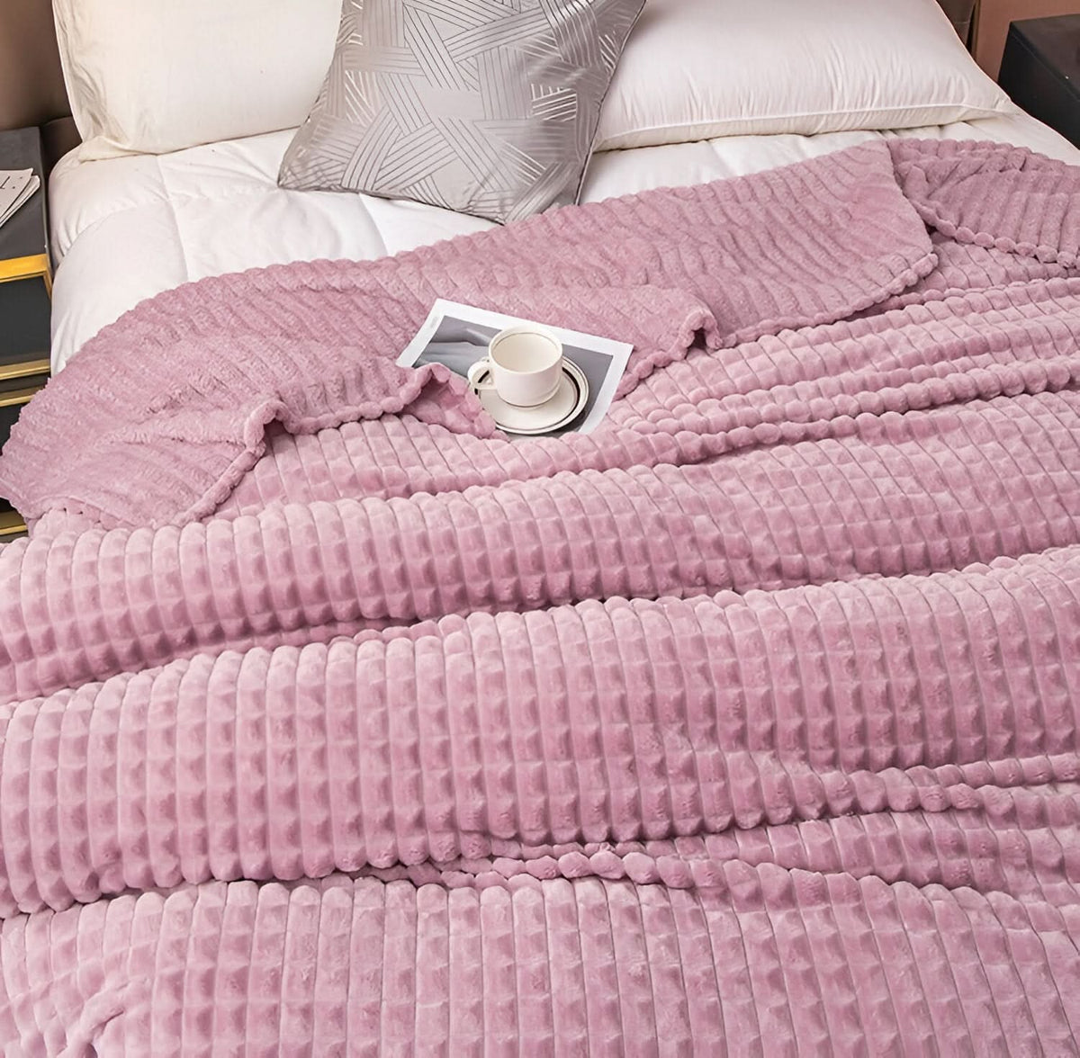 Fleece Blanket | Ultra-Soft Textured Coral Fleece | Machine-Washable