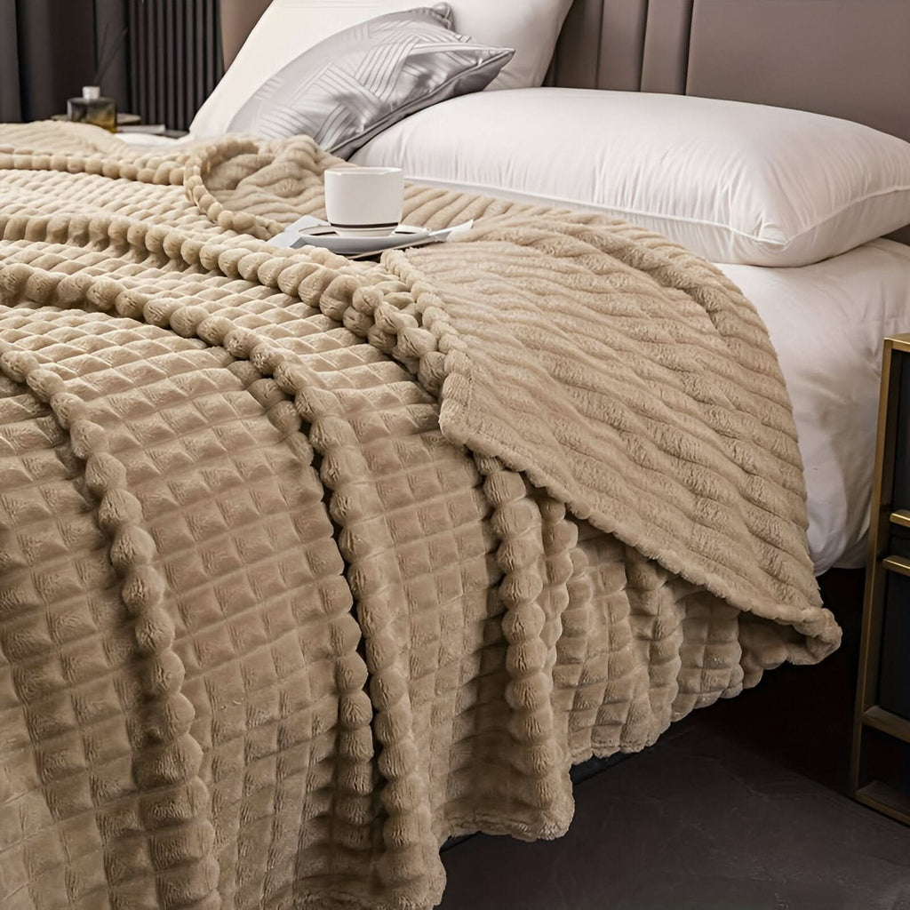 Fleece Blanket | Ultra-Soft Textured Coral Fleece | Machine-Washable
