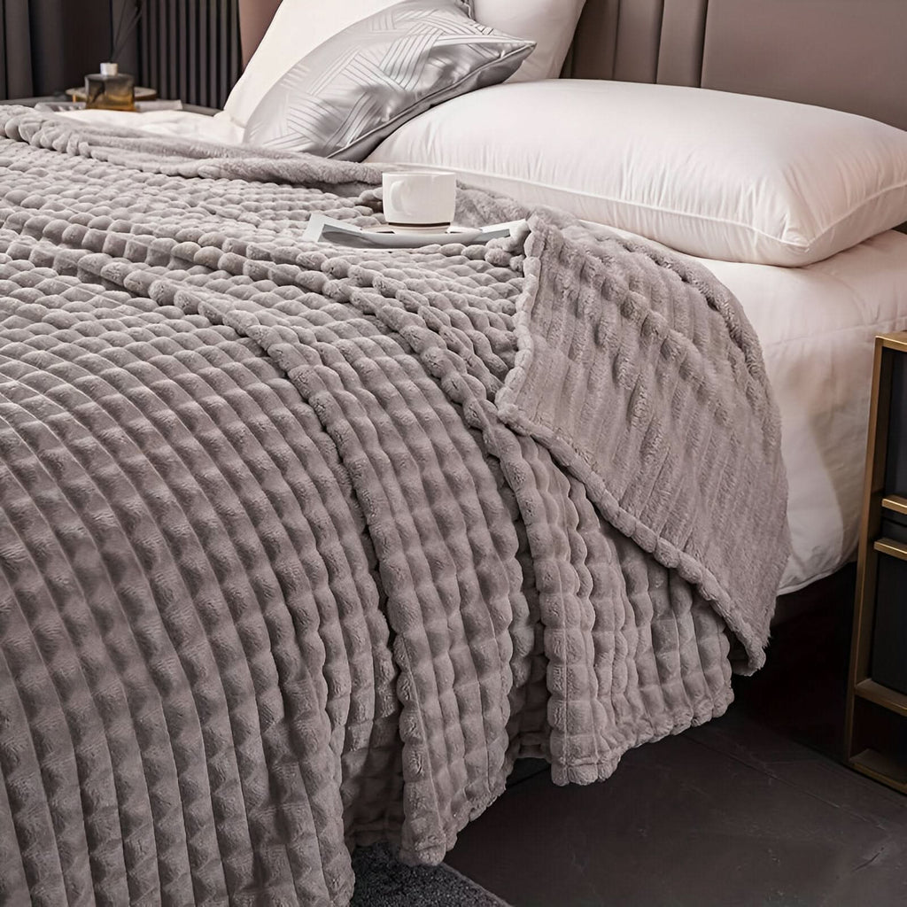 Fleece Blanket | Ultra-Soft Textured Coral Fleece | Machine-Washable