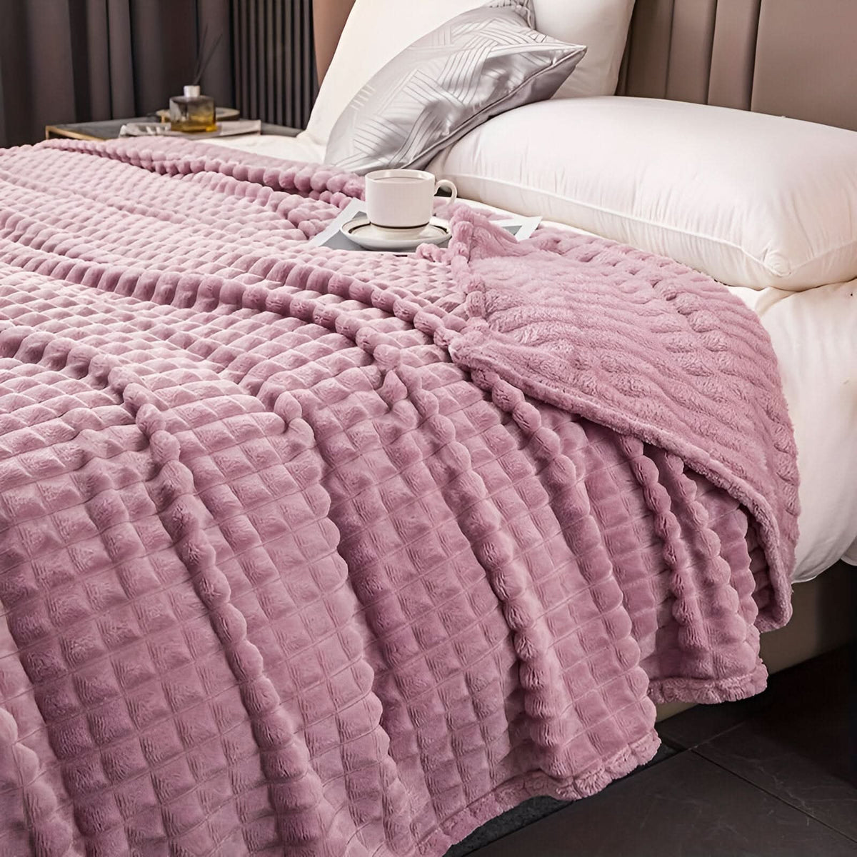 Fleece Blanket | Ultra-Soft Textured Coral Fleece | Machine-Washable