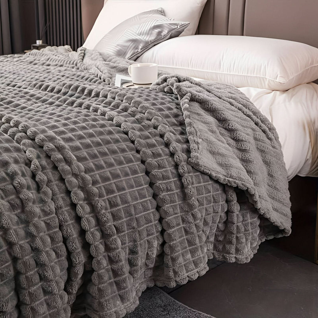 Fleece Blanket | Ultra-Soft Textured Coral Fleece | Machine-Washable