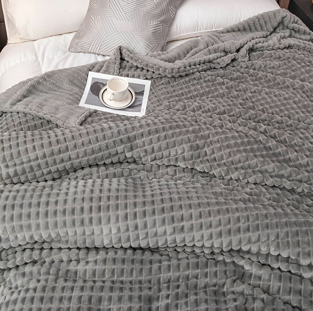 Fleece Blanket | Ultra-Soft Textured Coral Fleece | Machine-Washable