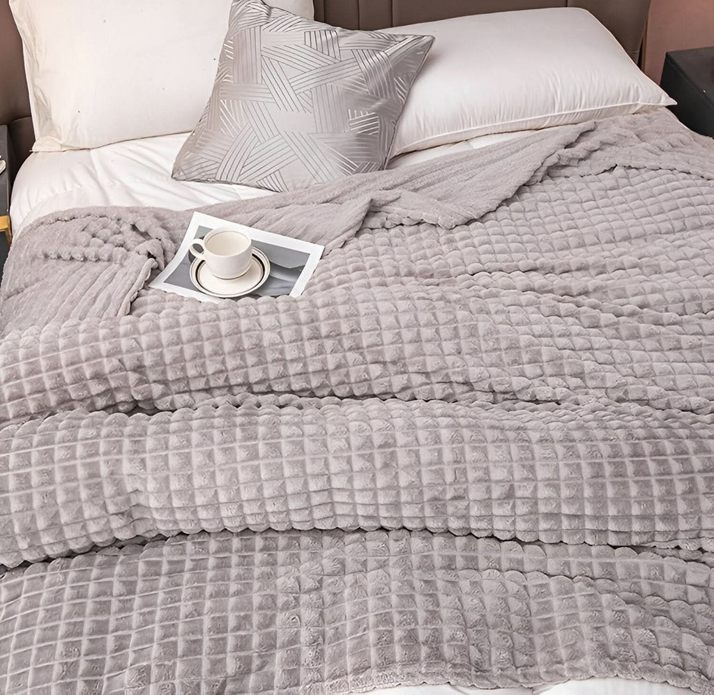 Fleece Blanket | Ultra-Soft Textured Coral Fleece | Machine-Washable