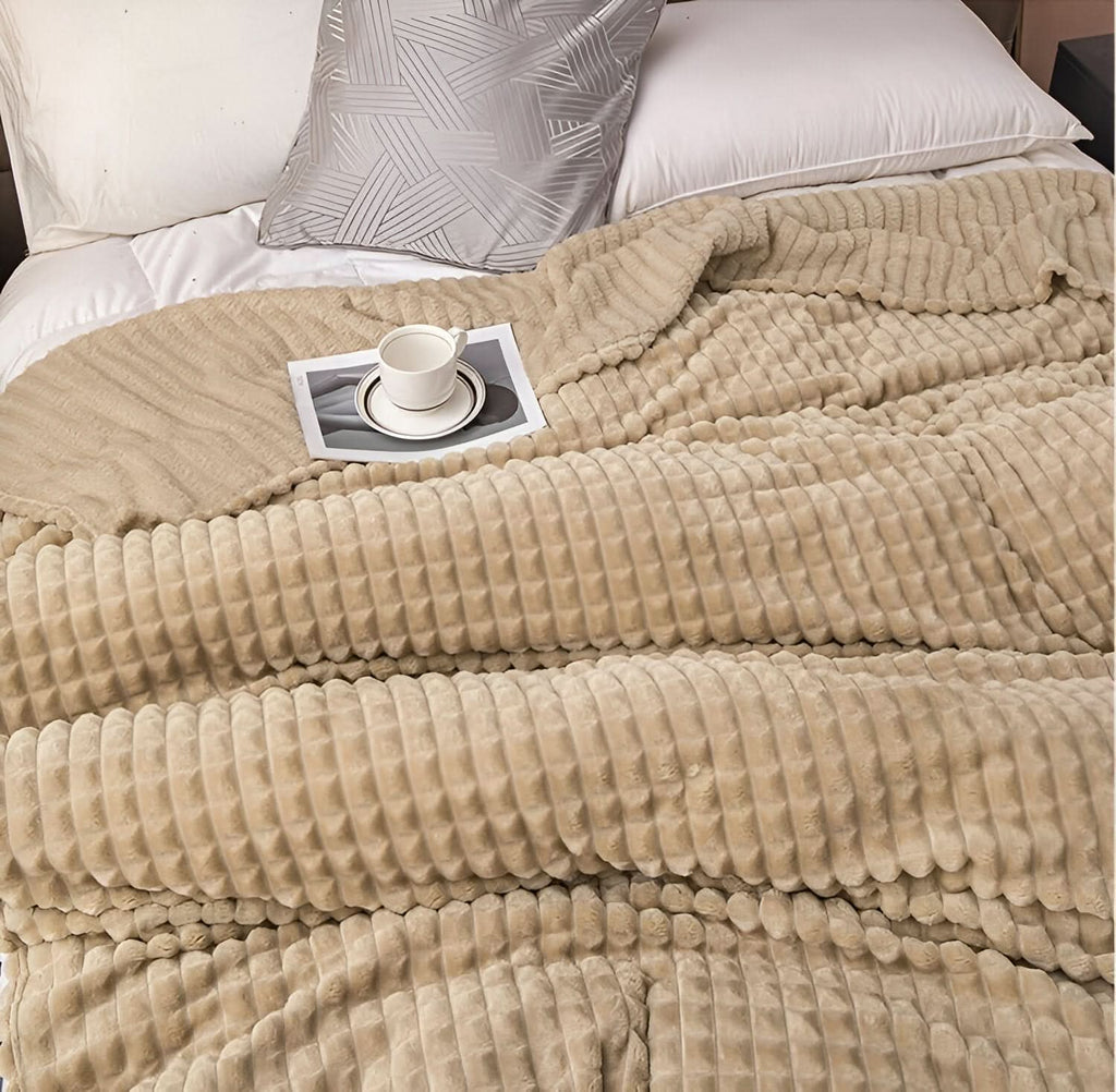 Fleece Blanket | Ultra-Soft Textured Coral Fleece | Machine-Washable