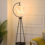 Floor Lamp | Glass Globe & Metal Tripod | Warm Light