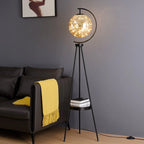Floor Lamp | Glass Globe & Metal Tripod | Warm Light