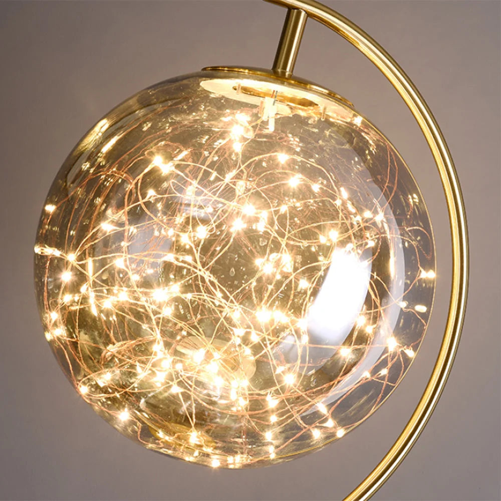 Floor Lamp | Glass Globe & Metal Tripod | Warm Light