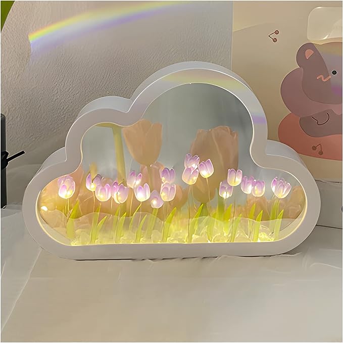 Floor Lamp | Mirror & Adjustable Mood Light | USB & Battery Operated