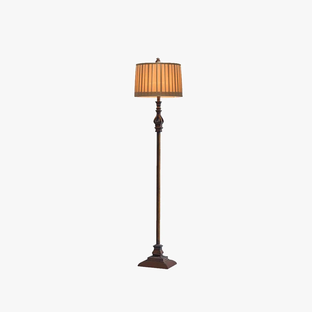 Floor Lamp | Resin & Fabric Dumpling Shade | Earthy Brown