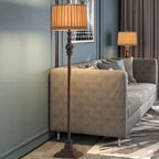 Floor Lamp | Resin & Fabric Dumpling Shade | Earthy Brown