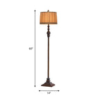 Floor Lamp | Resin & Fabric Dumpling Shade | Earthy Brown