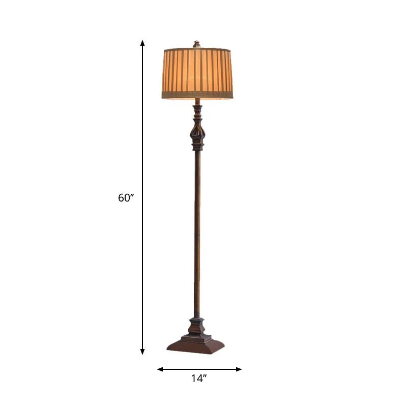 Floor Lamp | Resin & Fabric Dumpling Shade | Earthy Brown