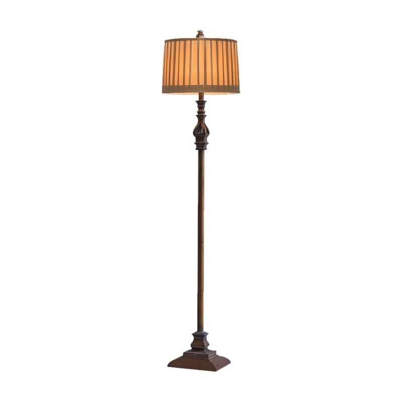 Floor Lamp | Resin & Fabric Dumpling Shade | Earthy Brown