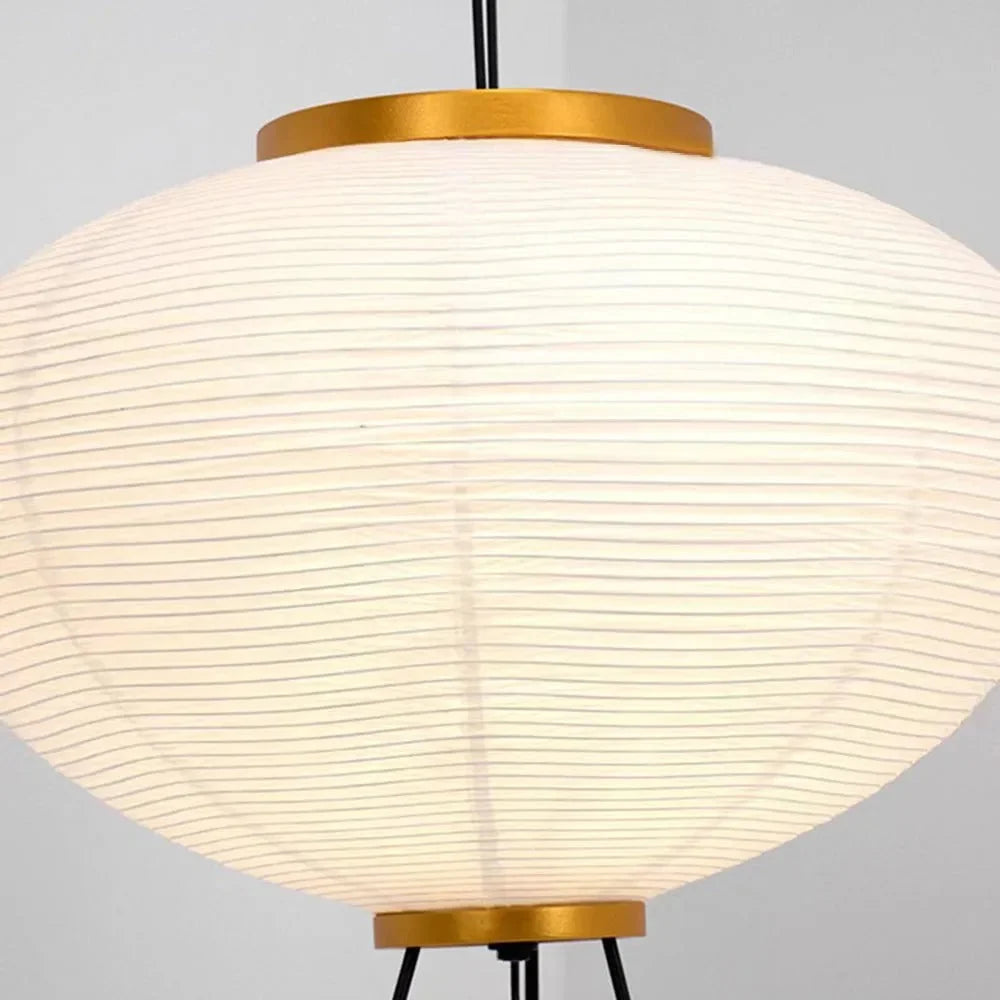 Floor Lamp | Rice Paper Shade & Metal Tripod | LED Bulb Included