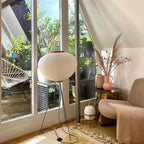Floor Lamp | Rice Paper Shade & Metal Tripod | LED Bulb Included