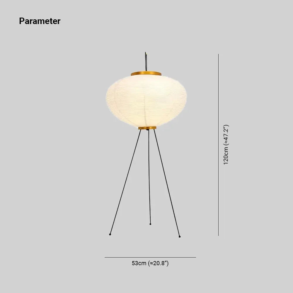 Floor Lamp | Rice Paper Shade & Metal Tripod | LED Bulb Included