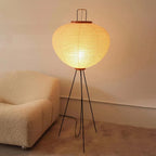 Floor Lamp | Rice Paper Shade & Metal Tripod | LED Bulb Included