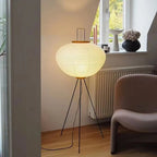 Floor Lamp | Rice Paper Shade & Metal Tripod | LED Bulb Included