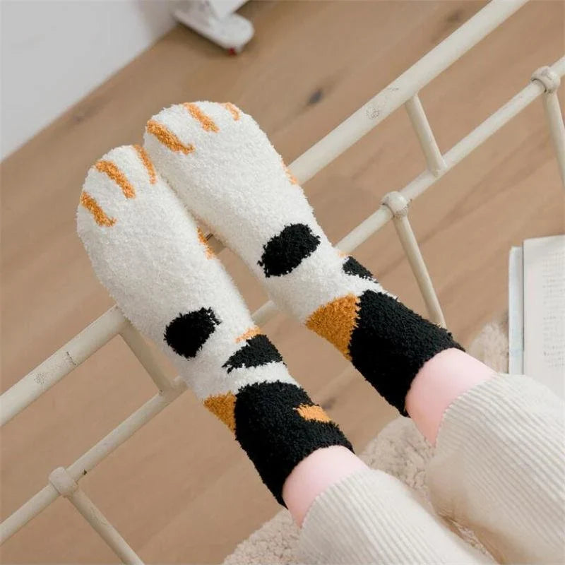Floor Socks | Plush Fleece & Cat Paw Design
