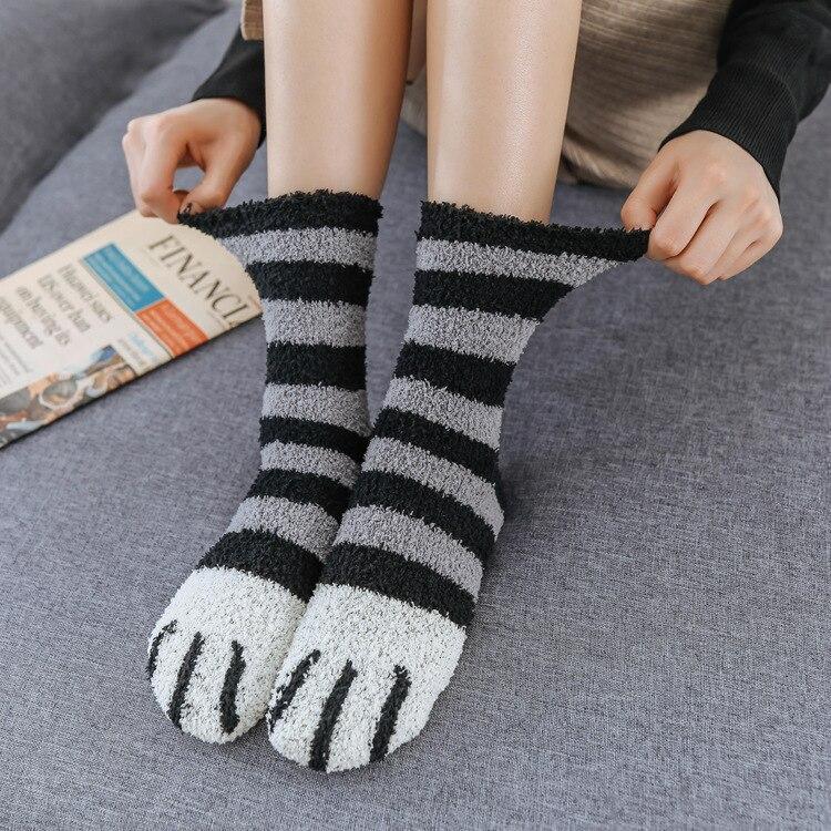Floor Socks | Plush Fleece & Cat Paw Design