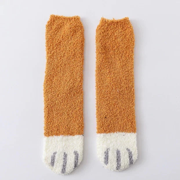 Floor Socks | Plush Fleece & Cat Paw Design