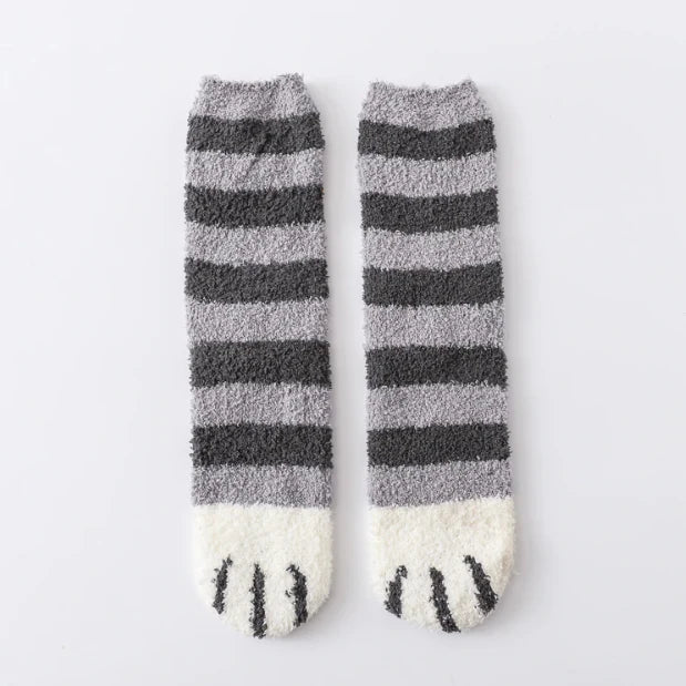 Floor Socks | Plush Fleece & Cat Paw Design