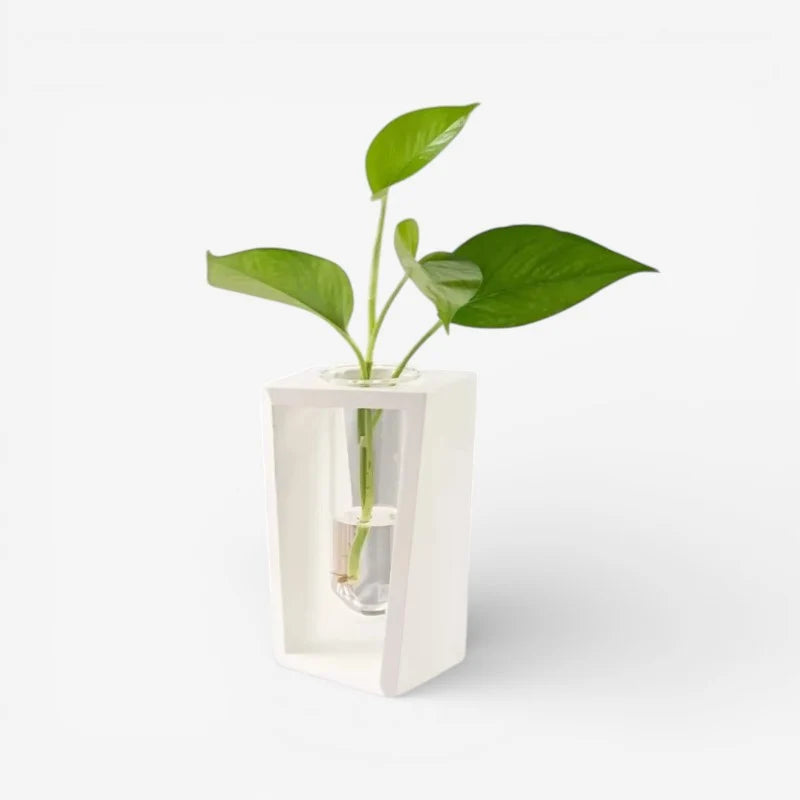 Flower Vase | Slim Tubular & Wood Stand