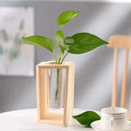 Flower Vase | Slim Tubular & Wood Stand