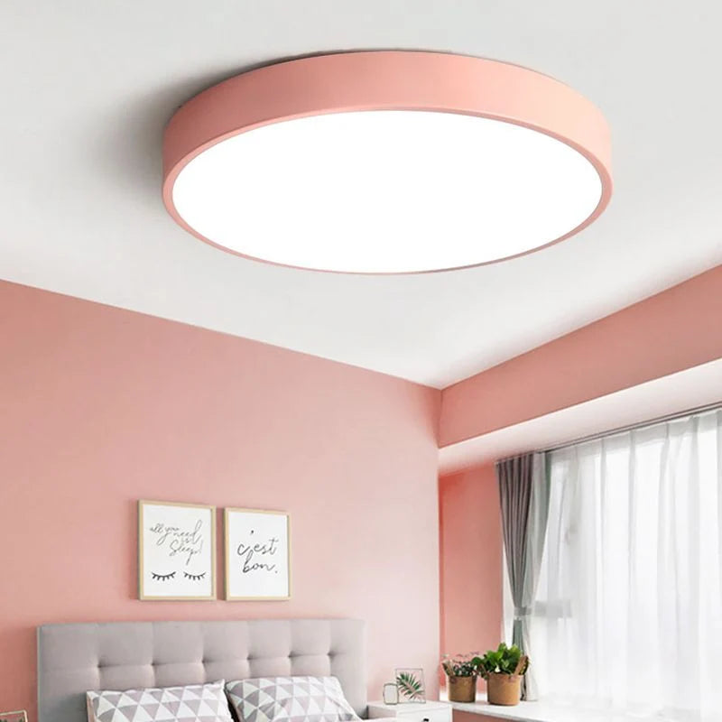 Flush Mount Ceiling Light | Round Dimmable LED Metal & Acrylic