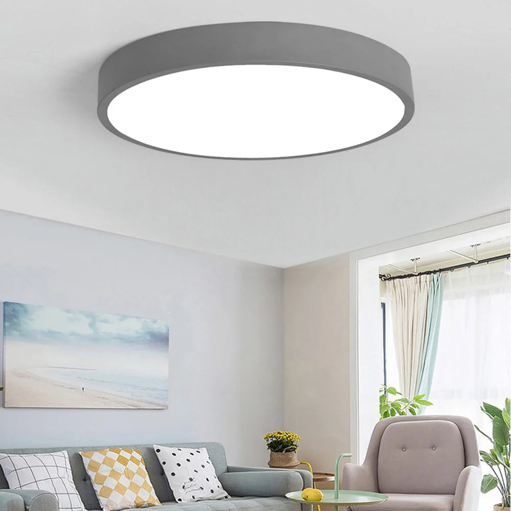 Flush Mount Ceiling Light | Round Dimmable LED Metal & Acrylic