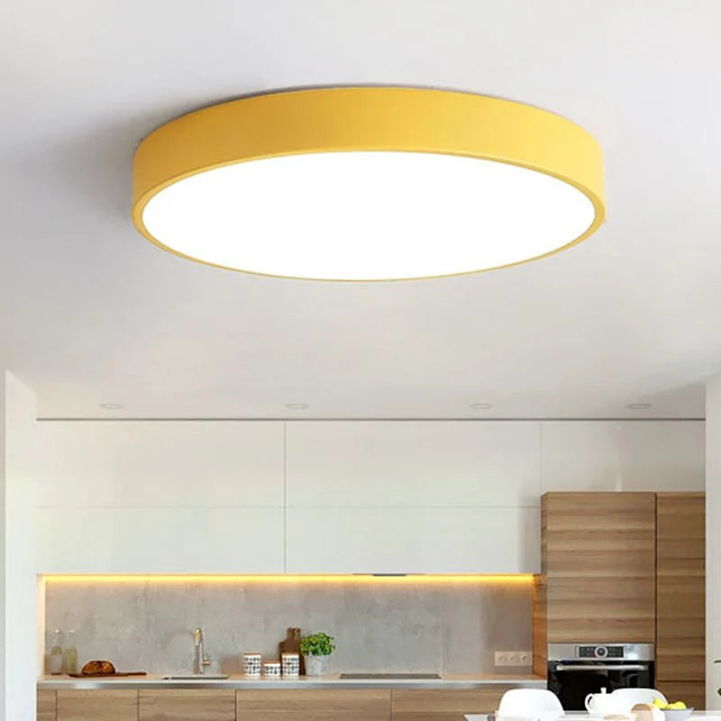 Flush Mount Ceiling Light | Round Dimmable LED Metal & Acrylic