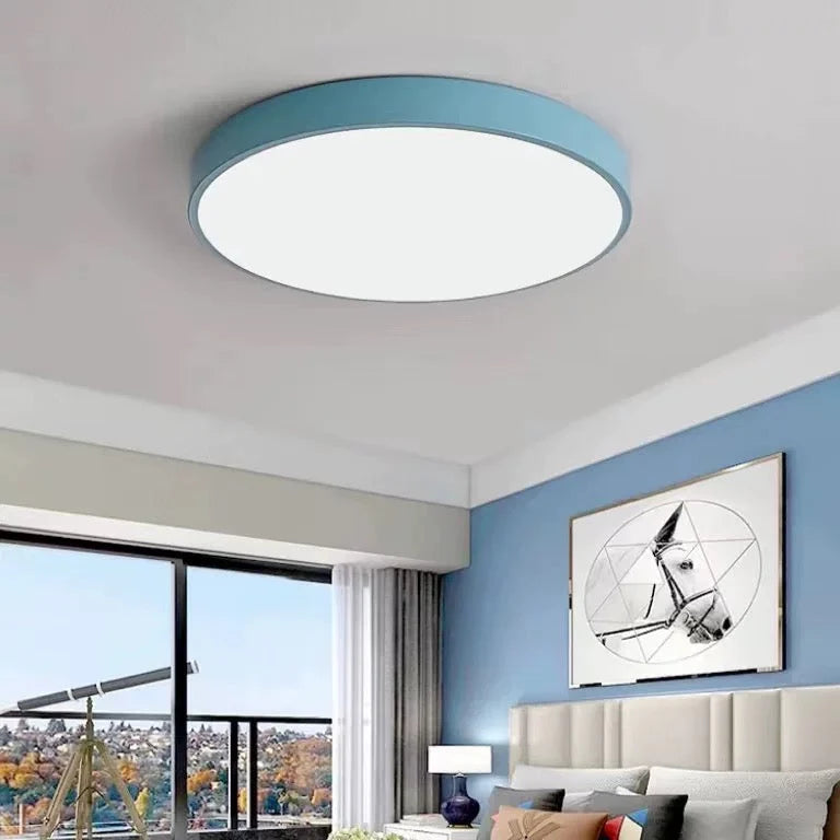Flush Mount Ceiling Light | Round Dimmable LED Metal & Acrylic