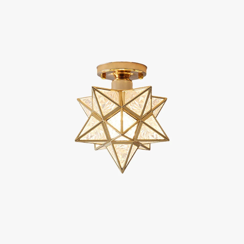 Flush Mount Ceiling Light | Star-Shaped Metal & PVC | Gold Or Black