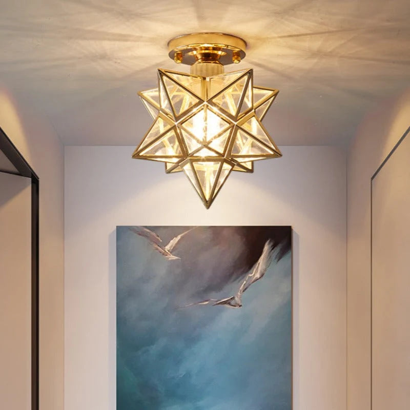 Flush Mount Ceiling Light | Star-Shaped Metal & PVC | Gold Or Black