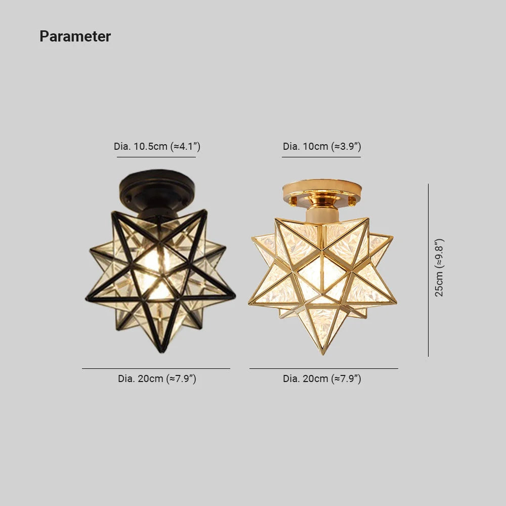 Flush Mount Ceiling Light | Star-Shaped Metal & PVC | Gold Or Black