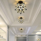 Flush Mount Ceiling Light | Star-Shaped Metal & PVC | Gold Or Black