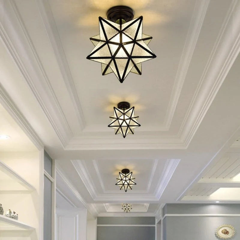 Flush Mount Ceiling Light | Star-Shaped Metal & PVC | Gold Or Black
