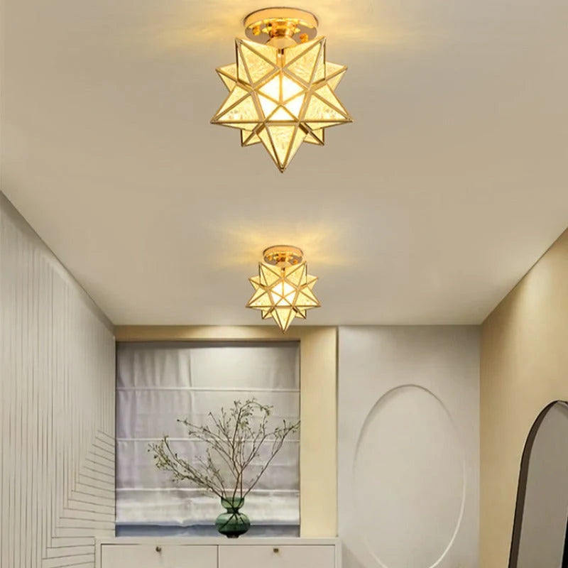 Flush Mount Ceiling Light | Star-Shaped Metal & PVC | Gold Or Black