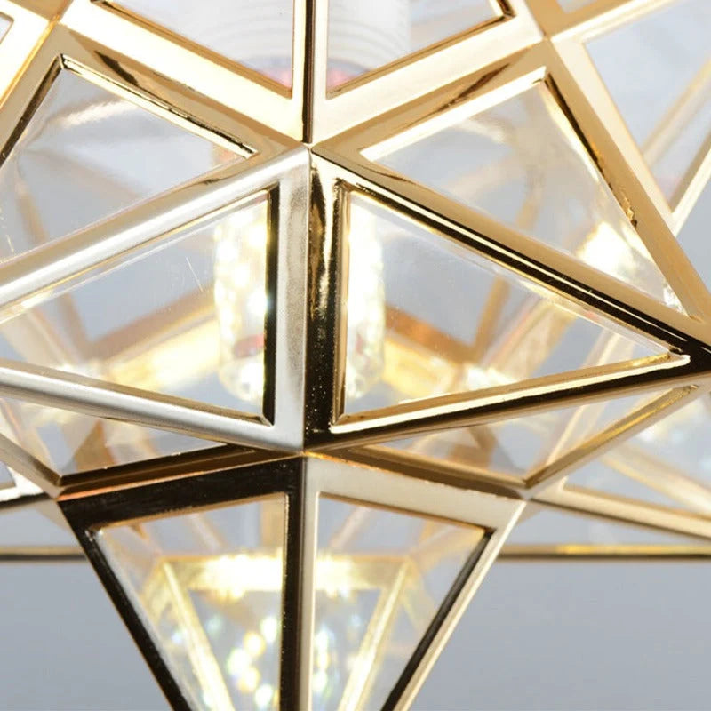 Flush Mount Ceiling Light | Star-Shaped Metal & PVC | Gold Or Black