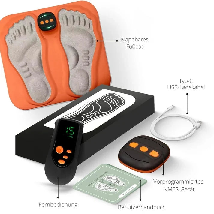 Foot Massager | NMES Nerve Stimulation & Copper-Fiber Pads | Remote Control & USB-C Rechargeable